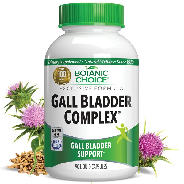 Botanic Choice Gall Bladder Complex - Adult Daily Supplement - Supports Healthy Digestive Function Eases Build Up That Leads to Bloating Burping and Discomfort 90 Capsules