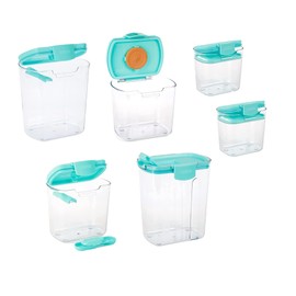 Progressive ProKeeper Baker's Airtight Kitchen Storage Canister Container Set for Flour, Sugar & More, Keeps Ingredients Fresh, with Accessories (Turquoise, 6- Piece)