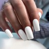 Uñas postizas blancas mate, largas, cuadradas, medianas, tipo ataúd, postizas,