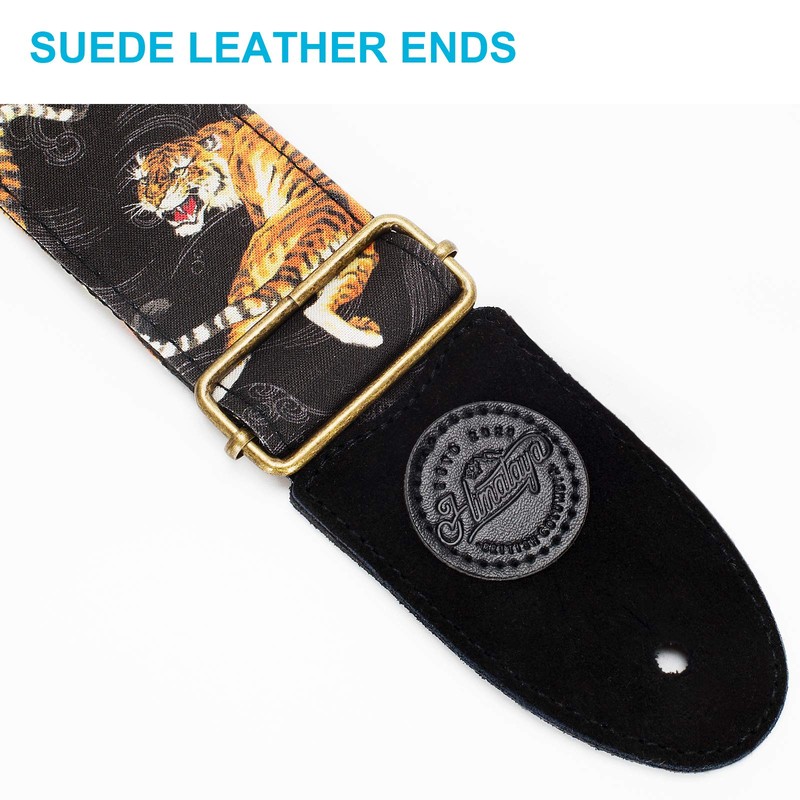 Himalaya Tiger Japanese Traditional Art Pattern Torah Canvas Guitar Strap