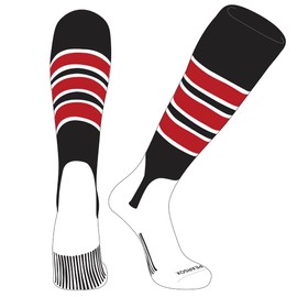 PEAR SOX OTC Baseball Softball Stirrup Socks (C, 5in) Black, White, Red (M)