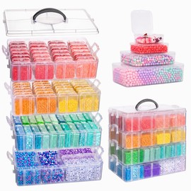 MERATIA Bead Storage Organizer, 84 Containers, 4-Tier Stackable Case