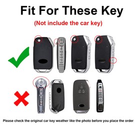 TECART Metal Car Key Case fit for Kia Sorento Niro Cerato Telluride Seltos Soul K5 Forte Sportage Protective Key Fob Holder Keyring Accessories Smart Key Shell Leather Key Cover 4 Buttons D Red