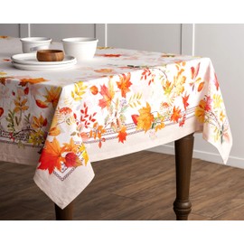 Maison d' Hermine Holly Time 100% Cotton Tablecloth for the Kitchen, Dinner, Tabletop, Party Decoration, Weddings, Thanksgiving/Christmas (Rectangle, 160 cm x 220 cm)