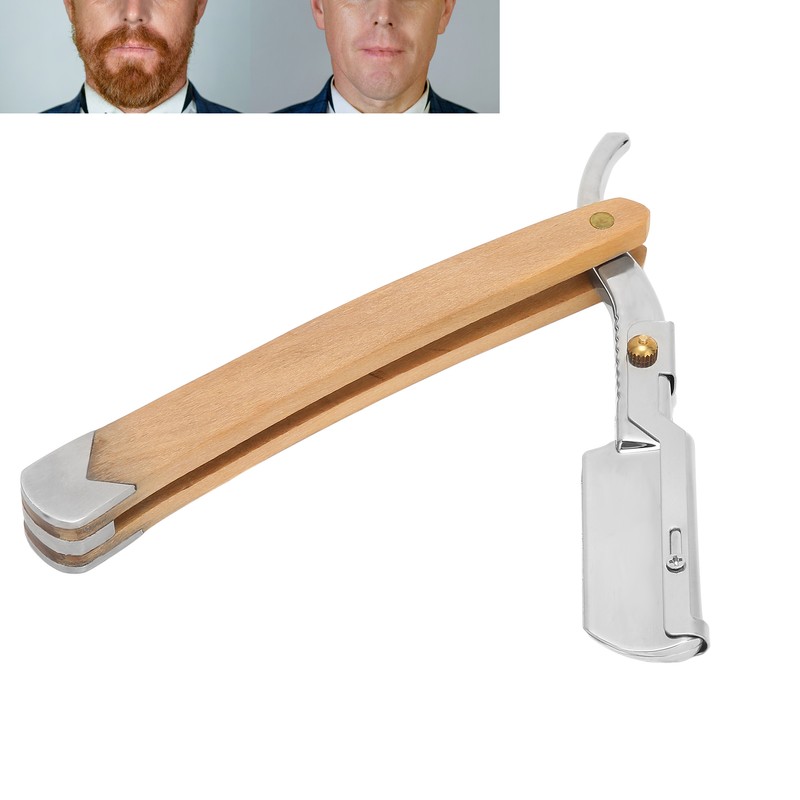 Men Straight Razor Portable Stainless Steel Manual Beard Shaver Trimmer