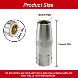 5-Pack KP2742-1-50F MIG Welding Nozzle, 1/2" Thread-On Flush Gas Nozzle, Replacement for Lincoln Magnum PRO 250A 350A 250L 300L Welding Gun
