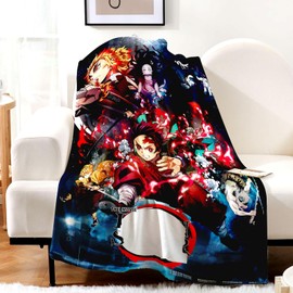 WKxinxuan Demon-Slayer Blanket, Demon-Slayer Cuddly Blanket Children, Demon-Slayer Flannel Blanket Warm Blanket Fluffy Girls Demon-Slayer Soft Fluffy Blanket Gift for Children Fans