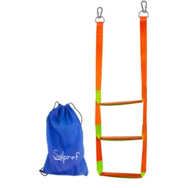 Boat Rope Ladder, 3 Step Boat Ladder, Heavy Duty 880lbs Strength with Carbon Fiber Reinforced Flat Steps, Foldable Boarding Rope Ladder for Inflatable Boat, Pontoon Boat, Sailboat, Kayak,Motorboat