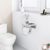 Gypie Brushed Nickel Toilet Paper Holder with Natural Marble Shelf,