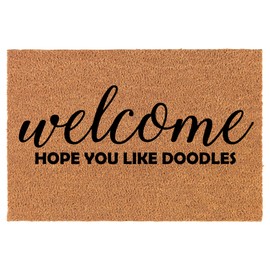 Coir Doormat Front Door Mat New Home Closing Housewarming Gift Welcome Hope You Like Doodles (30" x 18" Standard)