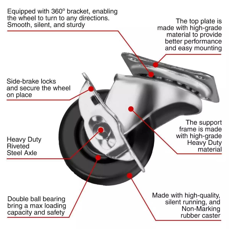 SGTall 12 Pack 2" Swivel Caster w/ brake Wheels Hard