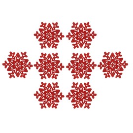 Luxshiny 8PCS Christmas Snowflake Coaster, Red Felt Snowflake Coasters Snowflake Drink Coasters Christmas Cup Mat Christmas Dining Table Set for Serving