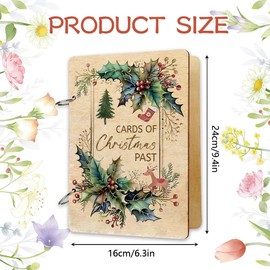 SUPERDANT Christmas Card Keeper Wooden Memory Book Loose Leaf Binder Greeting Card Postcard Photo Album Wood Cover Cards of Christmas Past Display Holder Organizer Card Keepsake