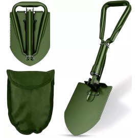 Unbranded Folding Military Shovel Survival Spade Emergency Garden Camping Outdoor Tool New - Green
