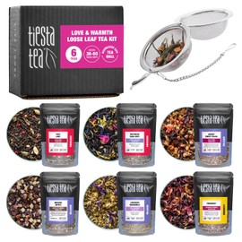 Tiesta Tea - Love & Warmth Loose Leaf Tea Gift Set, Loose Leaf, 6-Flavor Premium Variety Pack with Ball Strainer for Steeping, Brewing, and Enjoying, Valentines Day Assortment to Make Hot or Iced