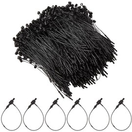CABODYALS 2000Pcs 80mm Plastic Black Tag Loops Hang Tag String Security Price Tags Fastener Ring Adjustable Snap Lock Pin Safety Loop Ties for Retail Store Clothing Price Tag Diy Accessories Supply
