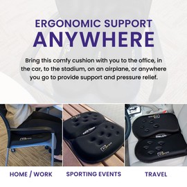 GSeat Elite Orthopedic Gel and Foam Seat Cushion for Coccyx, Back, Tailbone, Prostate, Postnatal, and Sciatica - Black