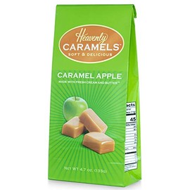 J Morgan Confections Heavenly Caramel | Caramel Apple Flavor | 4.7 oz Bag, 4-Pack | Gourmet Soft and Chewy Butter Caramel Candies | Hand-Crafted Golden Treats