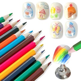 12pcs Colorful Nail Pencil Set, Cartoon Graffiti Hand Drawing Nail Art Pens for Painting Nails Supplies Colored Pencils for Nails Design Fingernail Coloring Pencils for Women Manicure Decorations