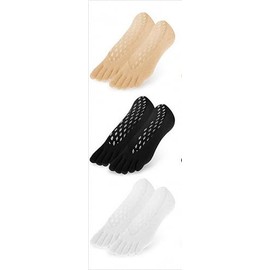 3 Pairs of Women's Toe Socks No Show Alignment Toe Socks for Nitrile Rubber, Low Cut Lined Five-Finger Socks Sport Breathable Toe Separation, Non-Slip Heel Grip, Moisture wiry and Sweat welling