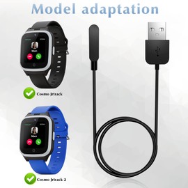[2-Pack]Magnetic Charger Compatible with Cosmo JrTrack/Cosmo JrTrack 2 Kid’s Smartwatch, Portable Magnetic Replacement USB Charging Cable Accessories for Cosmo JrTrack/Cosmo JrTrack 2, Black + White