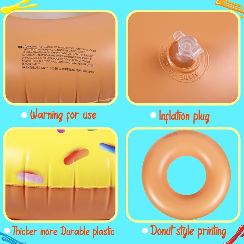 LATERN 5Pcs Donut Inflatable Pool Floats, 4Pcs 75CM Doughnut Swimming