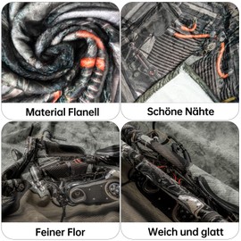 Motorcycle Cuddly Blanket, Soft and Warm Motocross Fluffy Blanket, for Teenagers, Men, Women (Motorcycle-A, 130 x 150 cm)