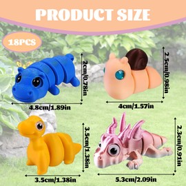3D Printed Animals, 3D Printed Fidget Toy, 18Pcs 3D Printed Animal Fidget Toys with MovableJoints in Different Shapes, 3D Printed Toys for Home and Office Decoration Photography