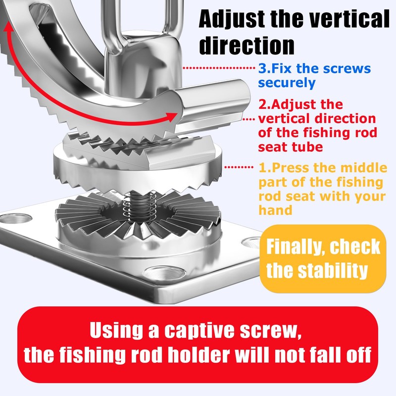 Fishing Rod Holder，2 Pack 360 Degree Adjustable Deck Mount 316