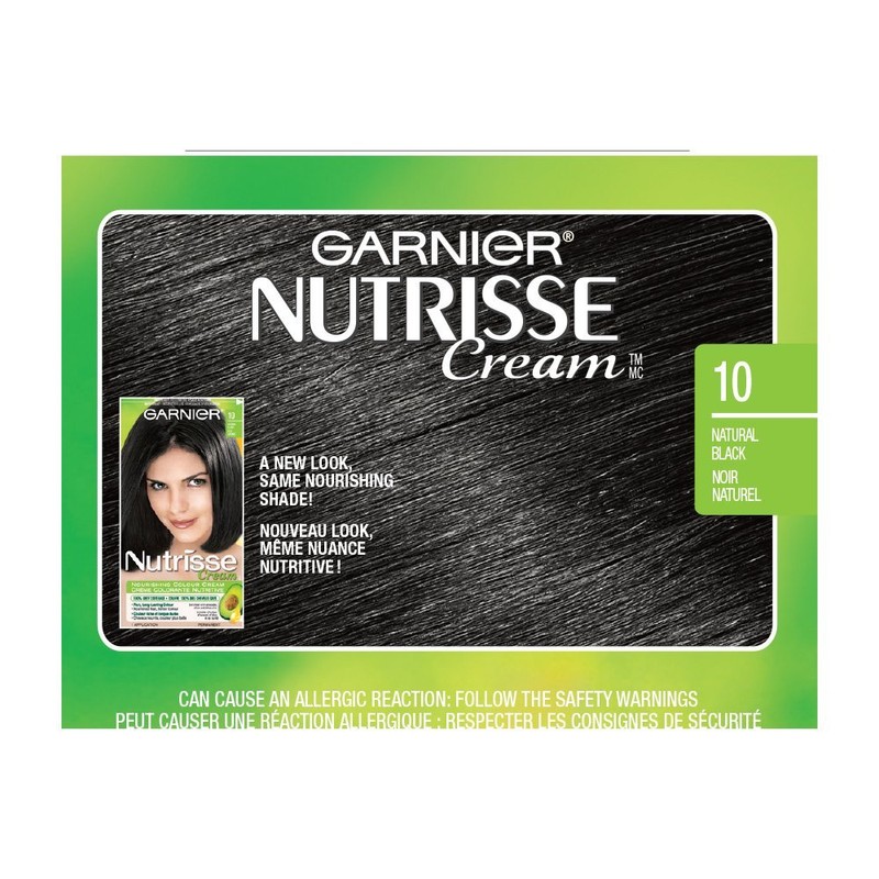 Garnier Nutrisse Cream, Permanent Hair Colour, 10 Natural Black, 100%