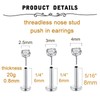 MODRSA Threadless Nose Stud 20g Flat Back Nose Stud 20g
