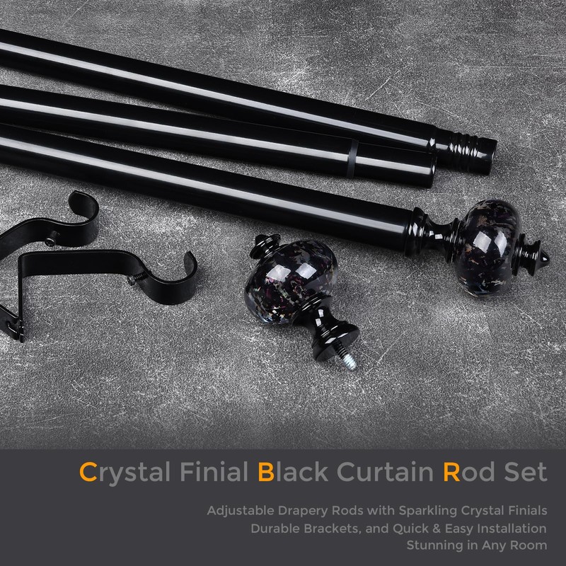2 Pack Black Curtain Rod for Windows 28 to 48