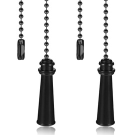 2 Pcs Metal Ceiling Fan Pull Chain Set, Black Pull Chain Extension with Connector Lamp Pull Chain for Ceiling Light Lamp Fan Pulls Decorative Light Pull Chain Suitable for Most Lamps