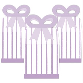 Big Dot of Happiness Purple Stripes - Square Favor Gift Boxes - Simple Party Bow Boxes - Set of 12