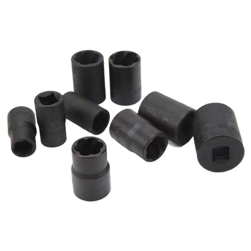 10PCS Twist Impact Socket with 8mm Straight Rod 3/8in Drive