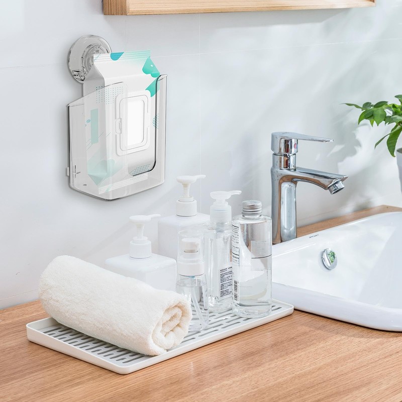 Wipes Dispenser for Bathroom | Suction Cup Clear No Punching