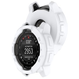 GIOPUEY Hülle Kompatibel mit Garmin Instinct 3 45mm, [2 Stück] Schutzhülle Weich TPU Silikon Schutz Case Cover - White