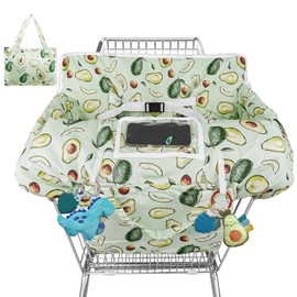 Shopping Cart Cover for Baby High Chair Cover Grocery Cart Cover for Baby Girl Boy Toddler Green Avocado Print Portable Shopping Cart Cover with Safety Harness