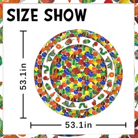 Cartoon Very Hungry Little Green Caterpillar Tablecloths Butterfly Water Color Insects Theme Round Table Cover Decorations for Boy Girl 1st Birthday Party Baby Shower Favors Booth Props Supplies