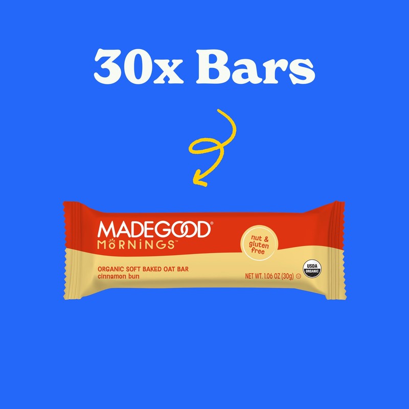 MadeGood Mornings Soft Baked Breakfast Bars, Cinnamon Bun 1.06 Oz