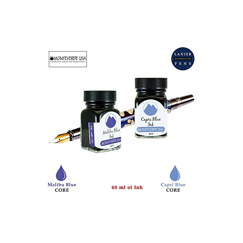 Monteverde 60ml Core Fountain Pen Ink Bottle (30ml Malibu Blue