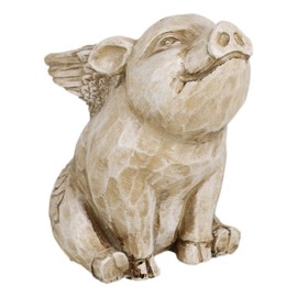 Ebros Gift Rustic Animal Farm Country Farmhouse Hog Heavens Flying Baby Angel Pig in Faux Wooden Carved Distressed Finish Piggy Coin Money Bank Jar Container Figurine