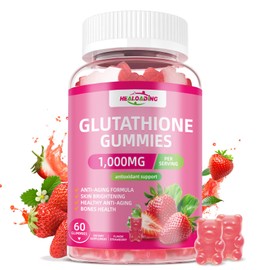 HEALOADING Glutathione Supplement Collagen Gummies: L-Glutamine Contains Marine Collagen Vitamins C, E, D&B12 Glutathione Gummies 1000mg for Anti-Aging Formula and Strengthen Bones