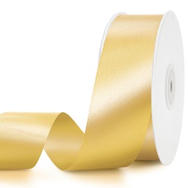 Champagne Gold Ribbon 1 1/2 Inch,50 Yards Champagne Gold Stain Ribbon Solid Fabric Ribbons for Gift Wrapping Crafts Floral Bouquets Wedding Party Decoration