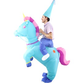 SHDEJTG Riding Unicorn Blue Beast Inflatable Suit (Adult)