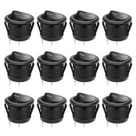 12 Pcs Rocker Switch, Linseray AC 6A/250V 10A/125V 2 Solder Lug SPST On/Off Mini Boat Rocker Switch Car Auto Boat Round Rocker 2 Pin Toggle SPST Switch Snap