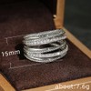 TSECIMGS 925 Sterling Silver Shiny Multi-Row Twist Criss Cross Ring