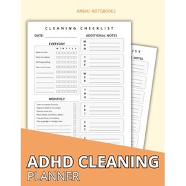 ADHD Cleaning Planner: Checklist and organization notebook for adults with adhd - Structure your household tasks with ease and clarity