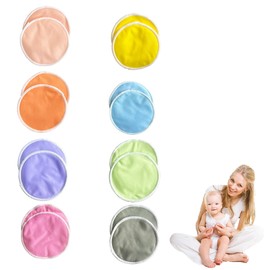 16 PCS Organic Bamboo Nursing Pads Reusable Washable Soft Absorbent Nursing Pads with 3 Layers Protection, Extra Leak Proof Nursing Essentials for Maternity Breast Feeding (Super Comfy, Large 12CM)