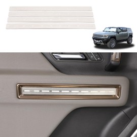 for Hummer EV Accessories Car Inner Door Panel Strip Trim Sticker Front Rear 4-Door Handle Panel Protection Cover Decoration Sticker Molding Compatible with Hummer EV 2024 2025 4PCS (Silver)